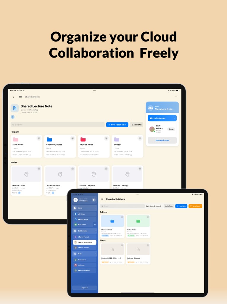 InkNode shared project folders and collaboration